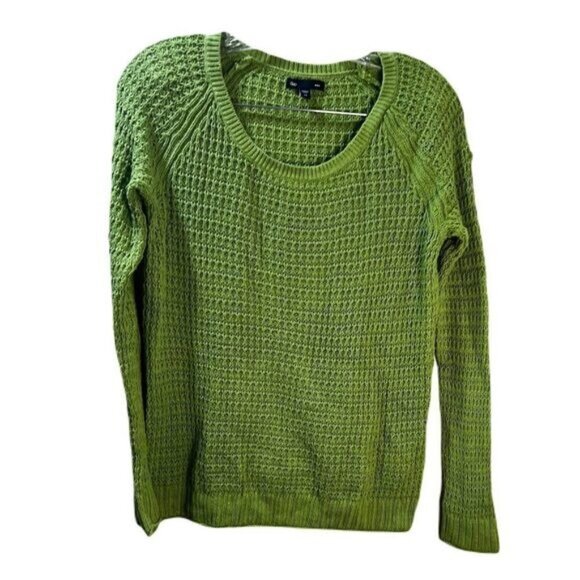 Green Waffle Knit Long‎ Sleeve Sweater Womens M - Picture 1 of 1